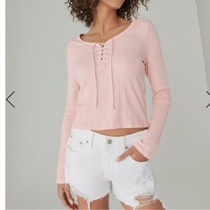 NWT Lucky brand pink lace up shirt size small